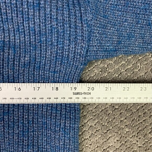 Vintage LL Bean High Trek Yarn Sweater Mens Large Blue Commando Henley Fisherman - Picture 7 of 11